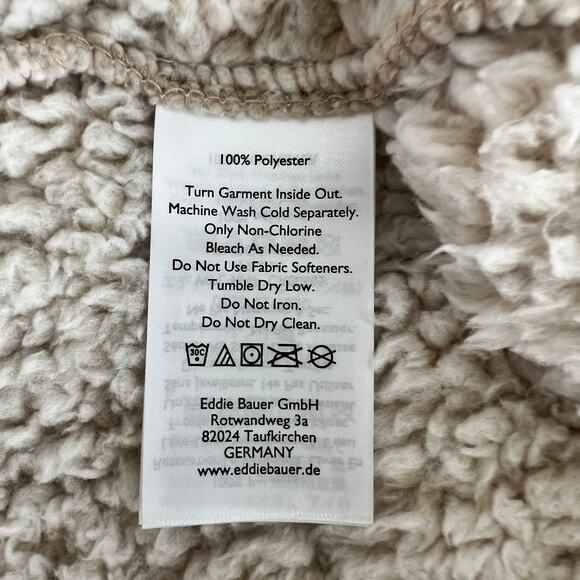 Eddie Bauer Fireside Plush Sherpa Cowl Neck Sweater Women's Large Cloud Tan NWT - Picture 6 of 10